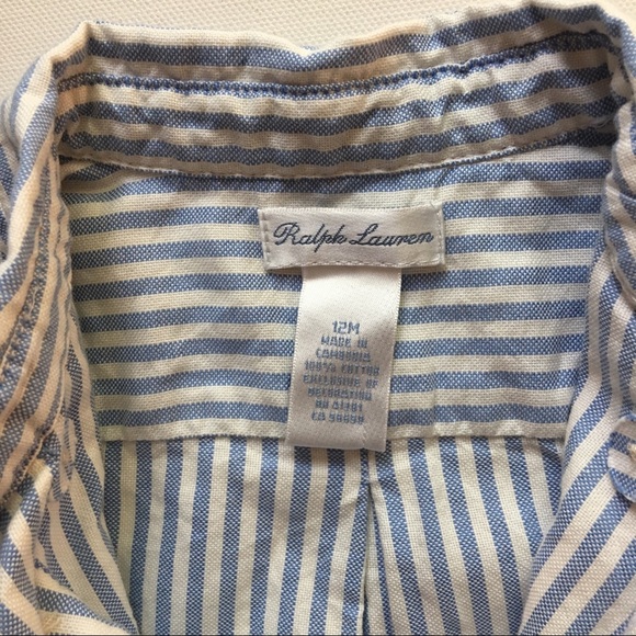 Ralph Lauren Boys Dress Shirt 12M Stripes Like Dad - Picture 3 of 6
